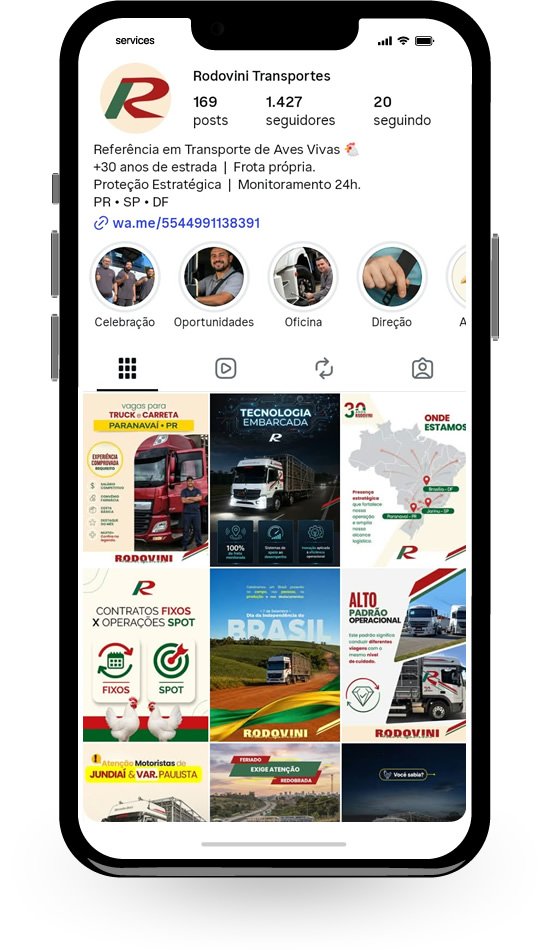 Exemplo de conteúdo desenvolvido para a Rodovini Transportes