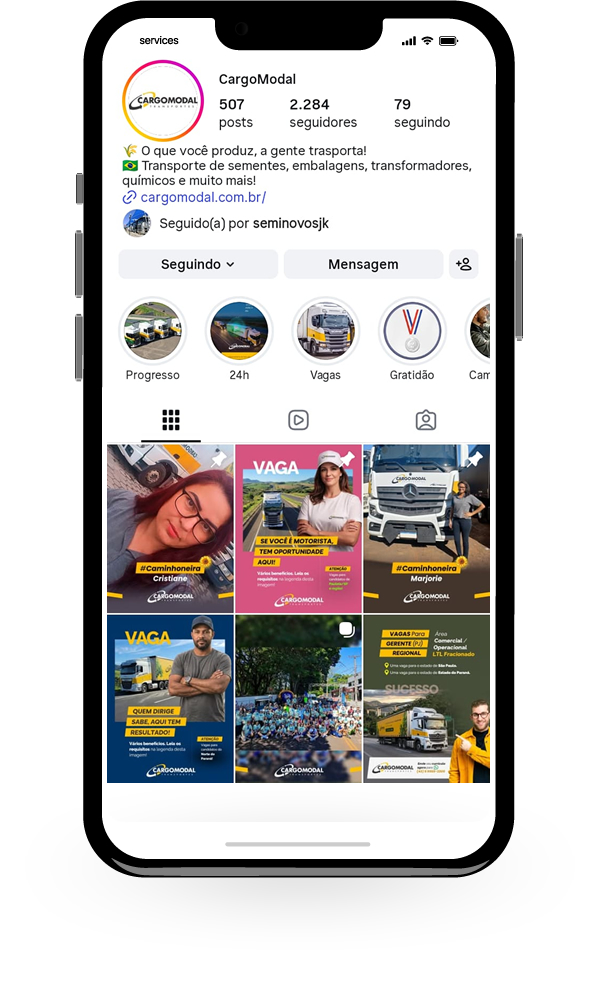 Exemplo de resultado no Instagram de cliente